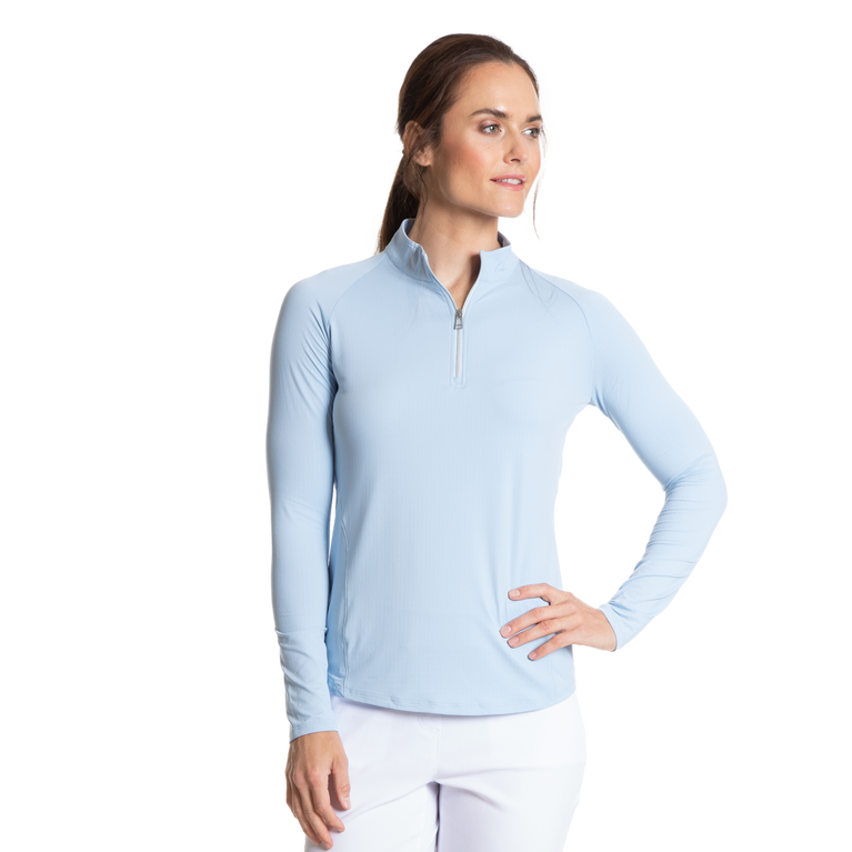 Solid Bay Blue Sun Protection Quarter Zip Pull Over